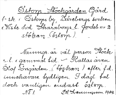 Bild på arkivkortet för arkivposten Östorp Stöckgården