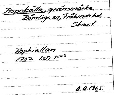 Bild på arkivkortet för arkivposten Aspekälla
