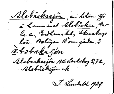 Bild på arkivkortet för arkivposten Alebäckssjön