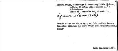 Bild på arkivkortet för arkivposten Agnara stuga