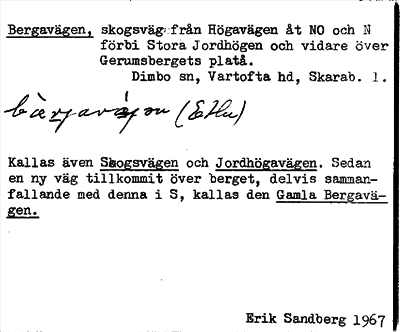 Bild på arkivkortet för arkivposten Bergavägen