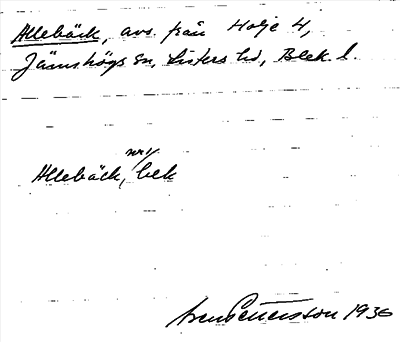 Bild på arkivkortet för arkivposten Allebäck