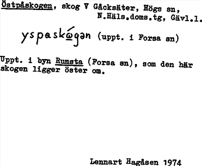 Bild på arkivkortet för arkivposten Östpåskogen