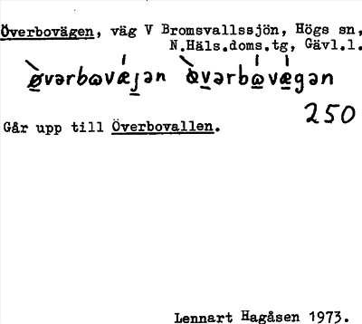 Bild på arkivkortet för arkivposten Överbovägen