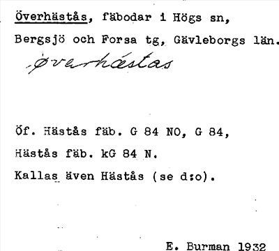 Bild på arkivkortet för arkivposten Överhästås
