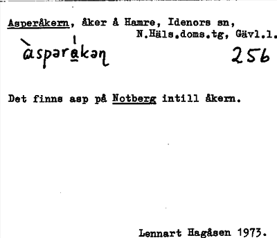 Bild på arkivkortet för arkivposten Asperåkern