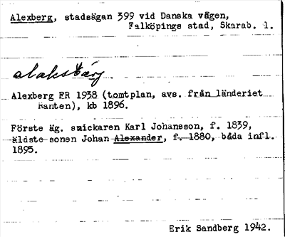 Bild på arkivkortet för arkivposten Alexberg