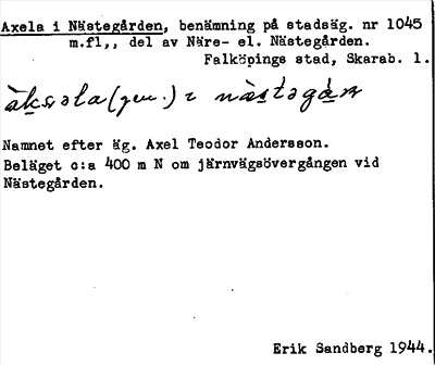 Bild på arkivkortet för arkivposten Axela i Nästegården