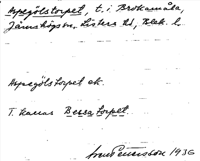 Bild på arkivkortet för arkivposten Aspegölstorpet