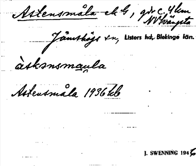 Bild på arkivkortet för arkivposten Astensmåla