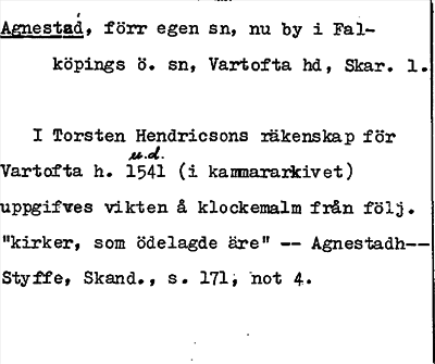 Bild på arkivkortet för arkivposten Agnestad