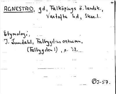 Bild på arkivkortet för arkivposten Agnestad