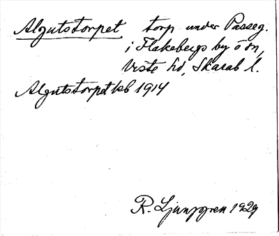 Bild på arkivkortet för arkivposten Algutstorpet