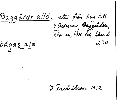 Bild på arkivkortet för arkivposten Baggårds allé