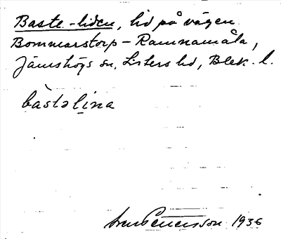 Bild på arkivkortet för arkivposten Baste-liden