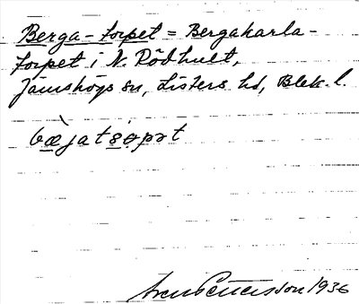 Bild på arkivkortet för arkivposten Berga-torpet = Bergakarlatorpet