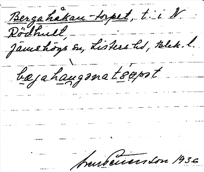 Bild på arkivkortet för arkivposten Bergahåkan-torpet