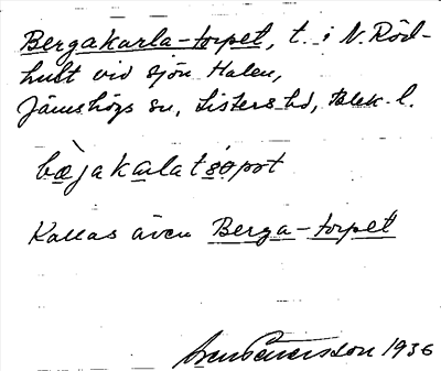 Bild på arkivkortet för arkivposten Bergakarla-torpet
