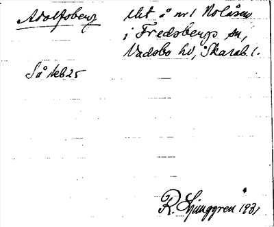 Bild på arkivkortet för arkivposten Adolsberg