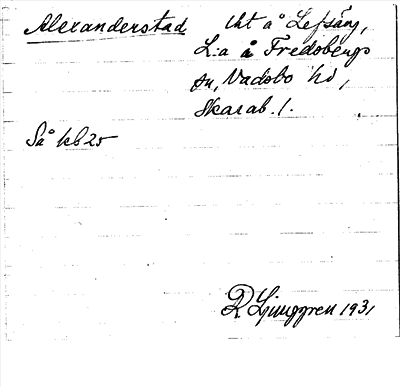 Bild på arkivkortet för arkivposten Alexanderstad