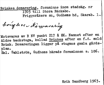 Bild på arkivkortet för arkivposten Brinkes domarering