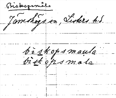 Bild på arkivkortet för arkivposten Biskopsmåla