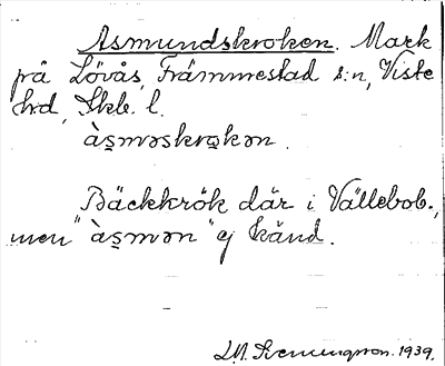 Bild på arkivkortet för arkivposten Asmundskroken