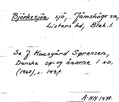 Bild på arkivkortet för arkivposten Björkesjön
