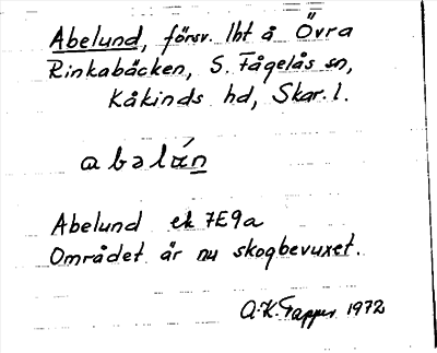 Bild på arkivkortet för arkivposten Abelund