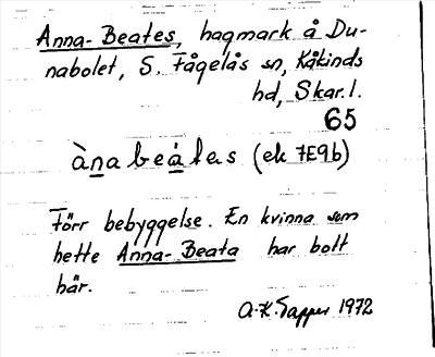 Bild på arkivkortet för arkivposten Anna-Beates