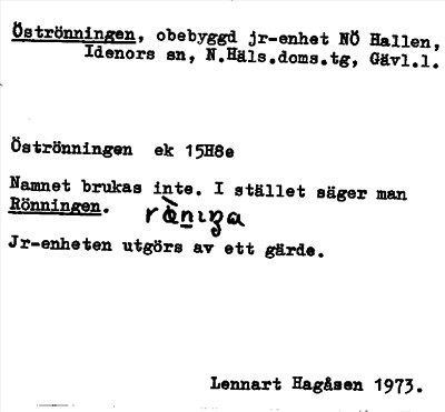 Bild på arkivkortet för arkivposten Öströnningen
