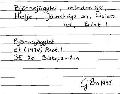 Bild på arkivkortet för arkivposten Björnsjögylet