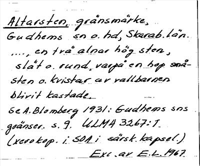 Bild på arkivkortet för arkivposten Altarsten