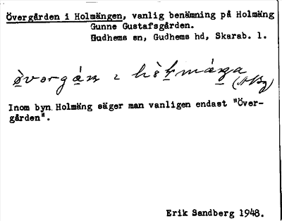 Bild på arkivkortet för arkivposten Övergården i Holmängen