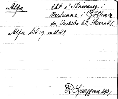 Bild på arkivkortet för arkivposten Alfa