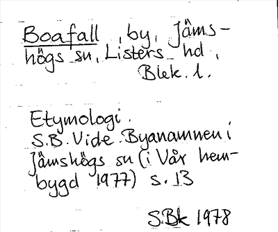 Bild på arkivkortet för arkivposten Boafall