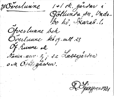 Bild på arkivkortet för arkivposten Överlunne