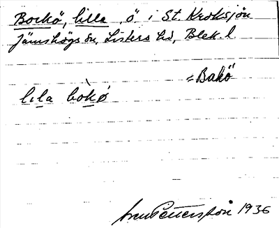 Bild på arkivkortet för arkivposten Bockö, Lilla