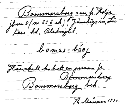 Bild på arkivkortet för arkivposten Bommarsborg