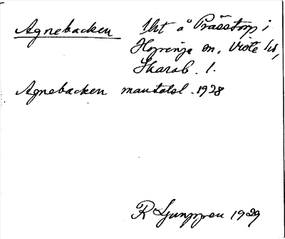 Bild på arkivkortet för arkivposten Agnebacken