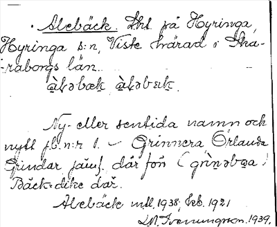 Bild på arkivkortet för arkivposten Alebäck