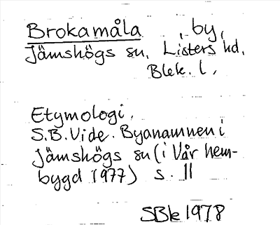 Bild på arkivkortet för arkivposten Brokamåla