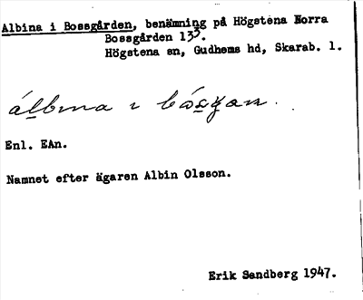 Bild på arkivkortet för arkivposten Albina i Bossgården