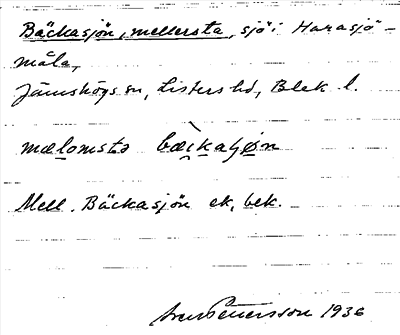 Bild på arkivkortet för arkivposten Bäckasjön, Mellersta