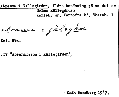 Bild på arkivkortet för arkivposten Abramma i Källegården