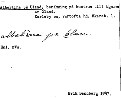 Bild på arkivkortet för arkivposten Albertina på Öland