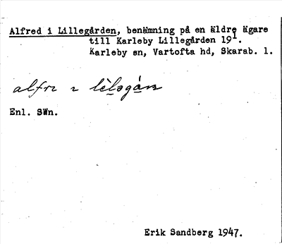 Bild på arkivkortet för arkivposten Alfred i Lillegården
