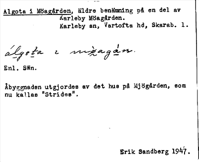 Bild på arkivkortet för arkivposten Algota i Möagården
