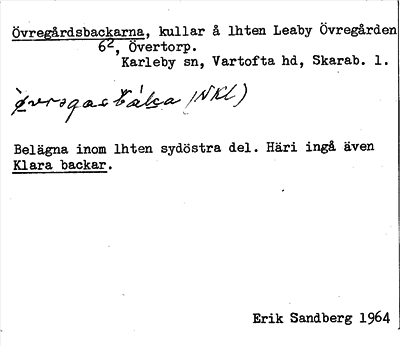 Bild på arkivkortet för arkivposten Övregårdsbackarna