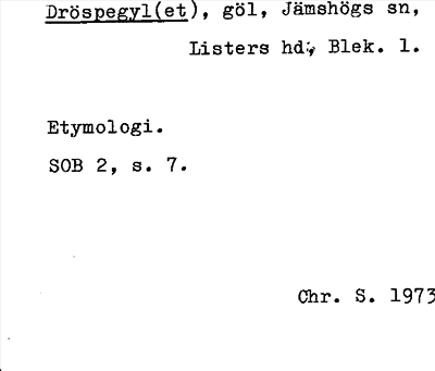 Bild på arkivkortet för arkivposten Dröspegyl(et)